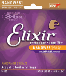 סט מיתרים לגיטרה אקוסטית ELIXIR NANO PHOS BRONZ 0.10